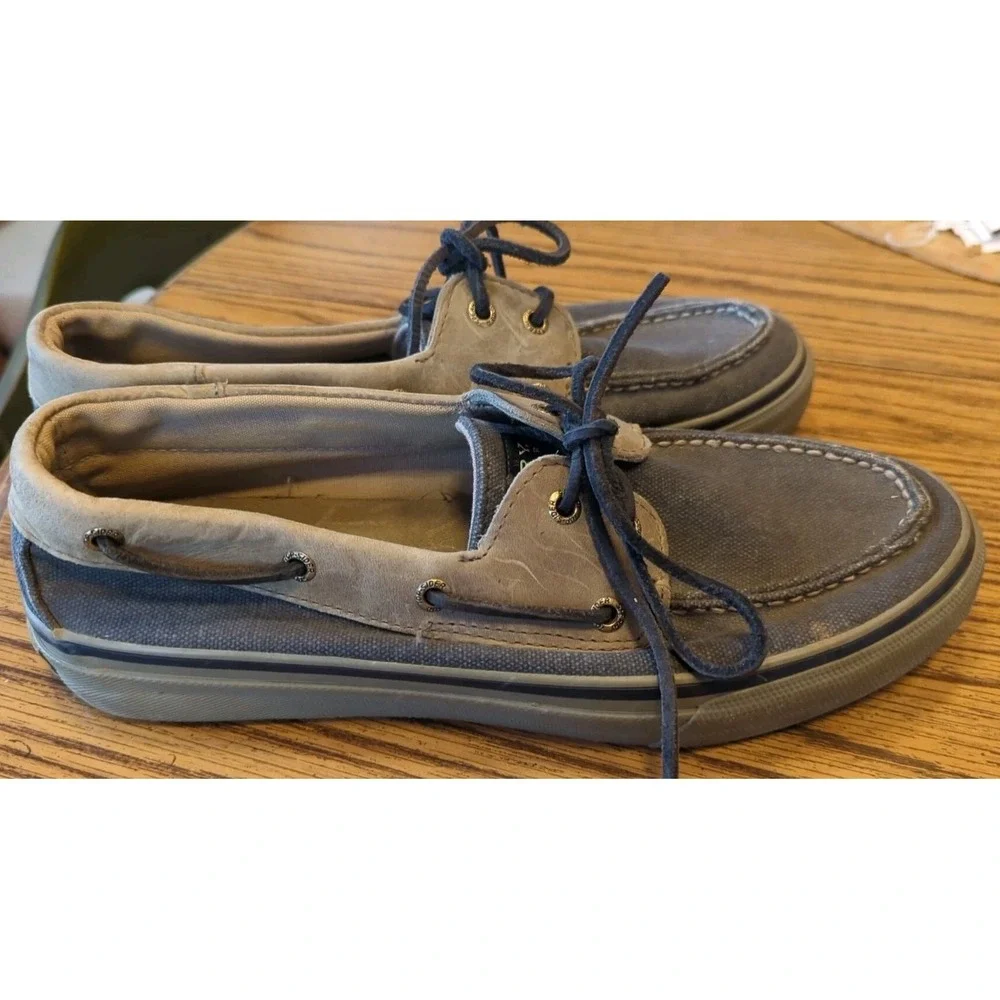 Sperry Shoes‎ Mens 10 M Halyard Casual Two Eye Lace Up Boat Gray Blue Fabric